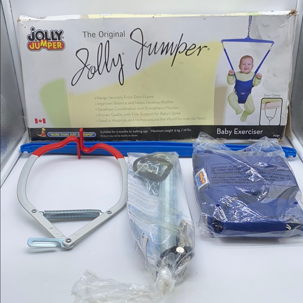 The Original Jolly Jumper Baby Exerciser Spring Bouncer Blue with Door Clamp